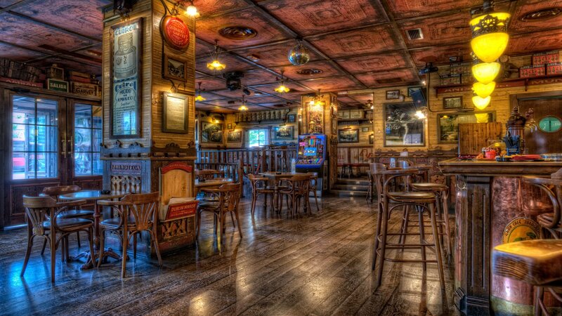 Wooden Bar Interior — Brown, Warm, Photograph