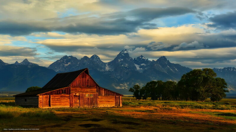 Wooden Barn in Field — Brown, Dramatic, Sunset, Photograph