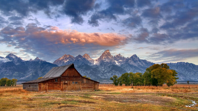 Wooden Barn in Field — Brown, Dramatic