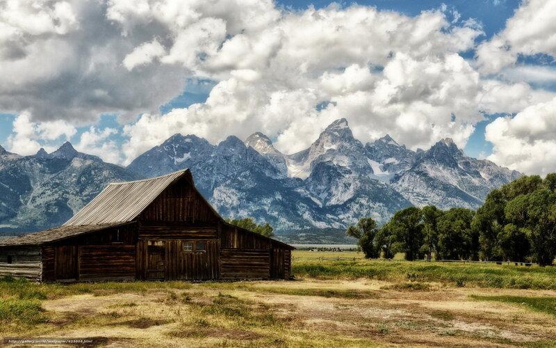 Wooden Barn in Mountains — Brown, Dramatic
