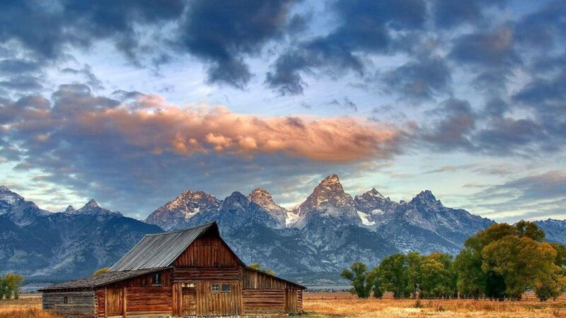 Wooden Barn in Mountains
