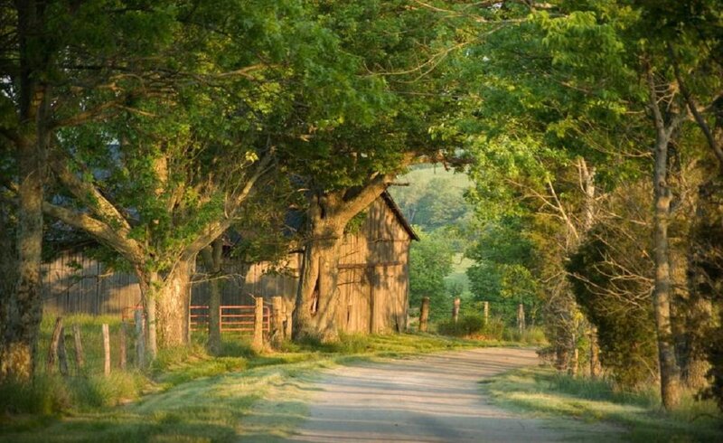 Wooden Barn on Country Road