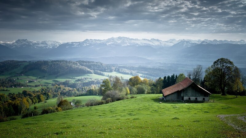 Wooden Barn on Hill