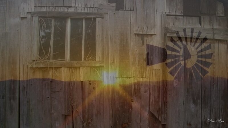 wooden barn with windmill symbol