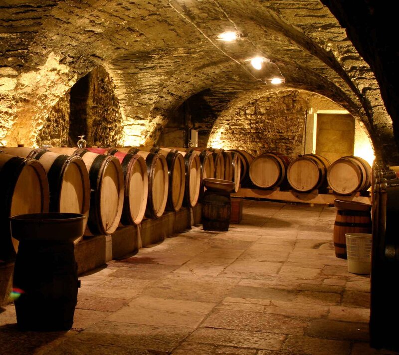 Wooden Barrels in Cellar — Brown, Dramatic