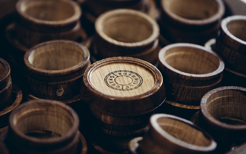 Wooden Barrels in Rows