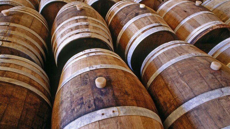 Wooden Barrels in Storage — Brown
