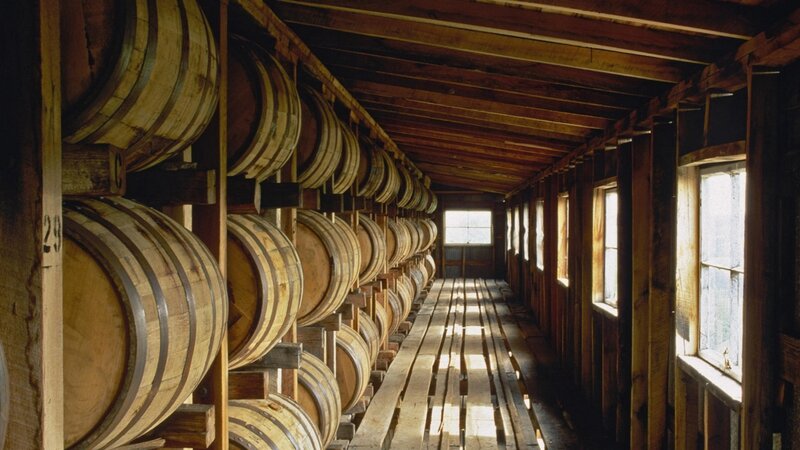 Wooden Barrels in Warehouse
