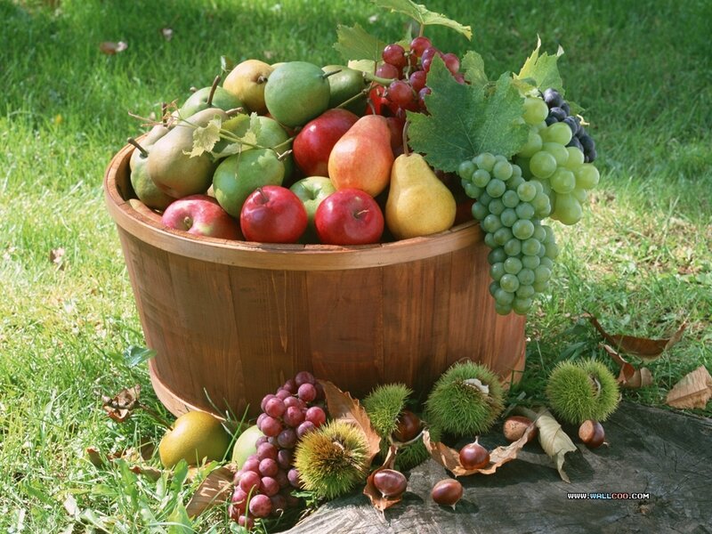 Wooden Basket of Fruit