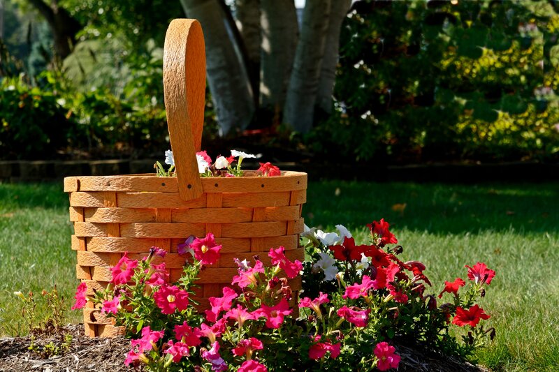 Wooden Basket with Flowers — Green