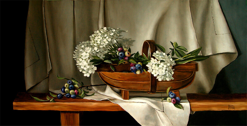 Wooden Basket with Flowers