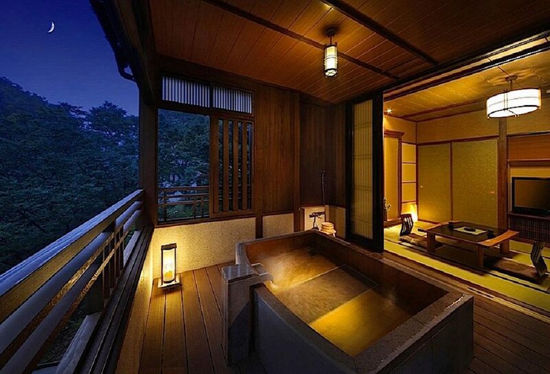 Wooden Bathtub on Balcony