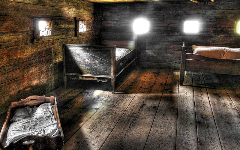 Wooden Beds in Cabin