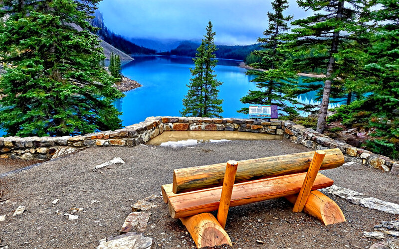 Wooden Bench at Lake