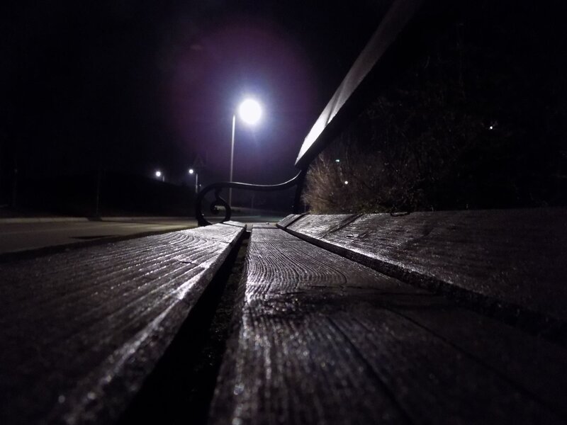 Wooden Bench at Night — Black, Dark