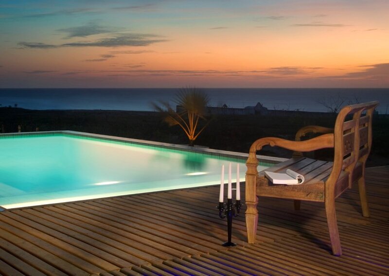 Wooden Bench by Pool