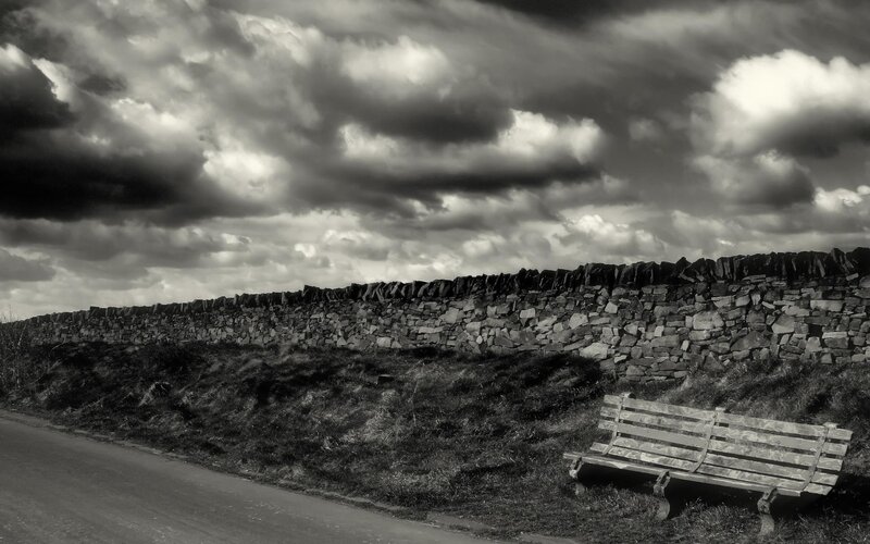 Wooden Bench by Wall