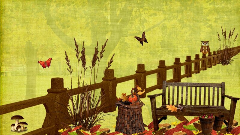 Wooden Bench in Autumn