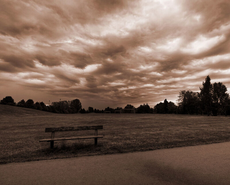 Wooden Bench in Field — Brown