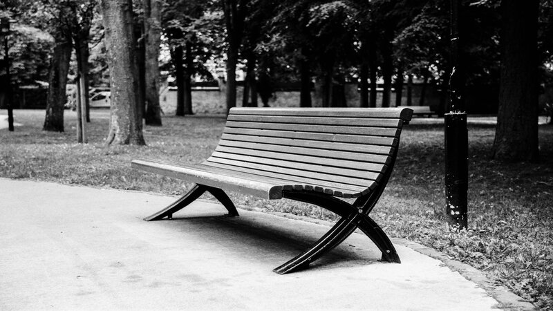 Wooden Bench in Park — Black, Serene