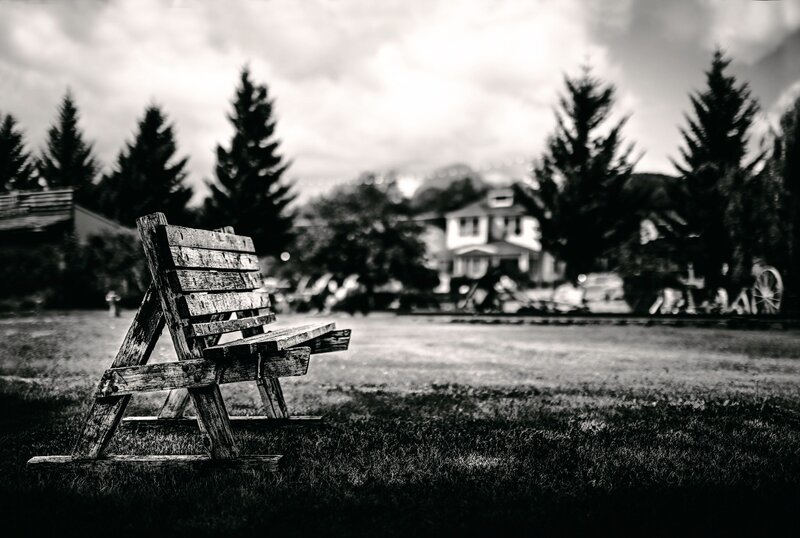 Wooden Bench in Park — Black
