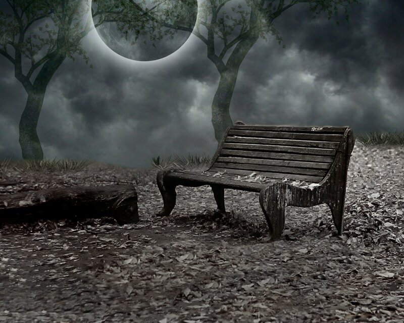 Wooden Bench in Park — Gray