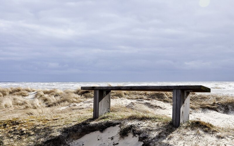 Wooden bench on a beach