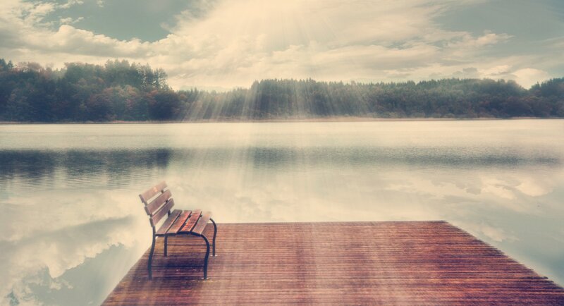 Wooden Bench on Dock — Brown