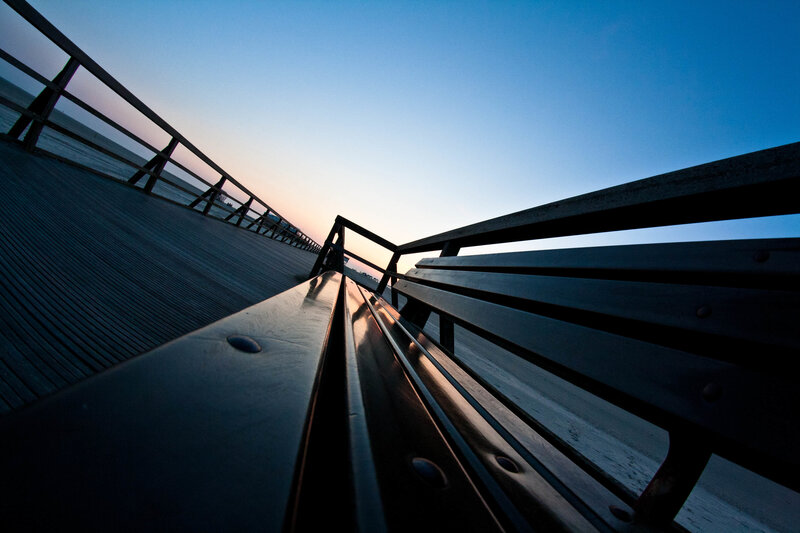 Wooden Bench on Pier