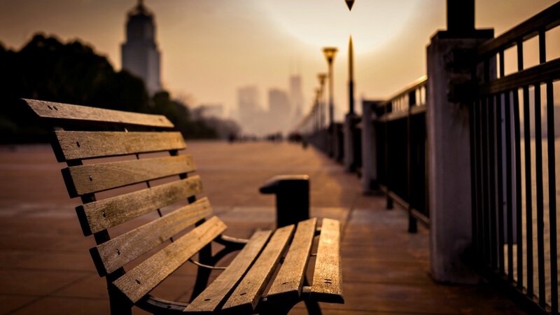 Wooden Bench on Promenade