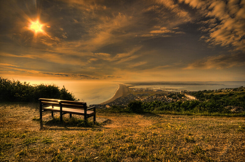Wooden Bench Overlooking Coast