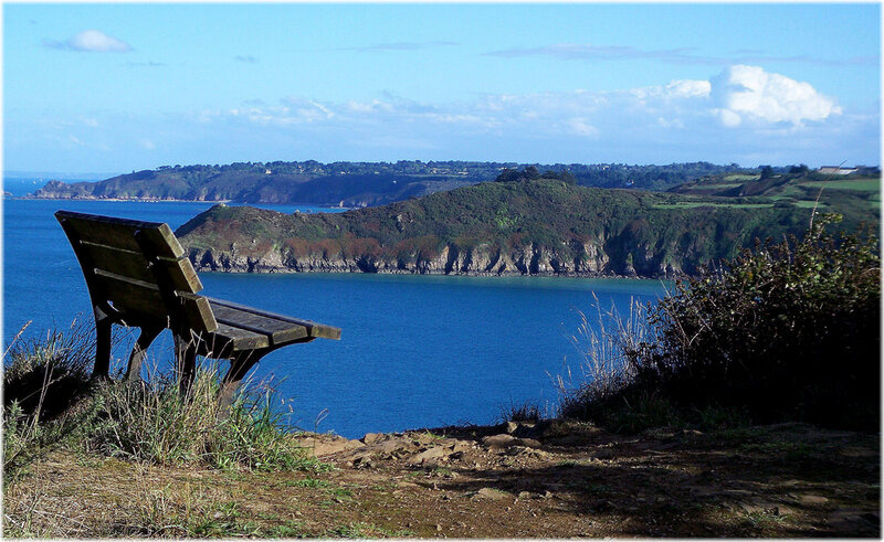 Wooden Bench Overlooking Sea