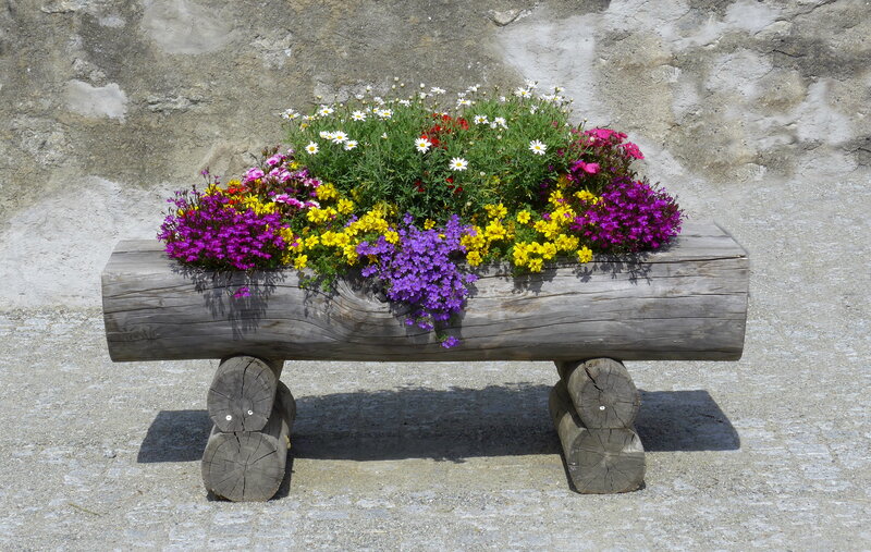 Wooden Bench Planter