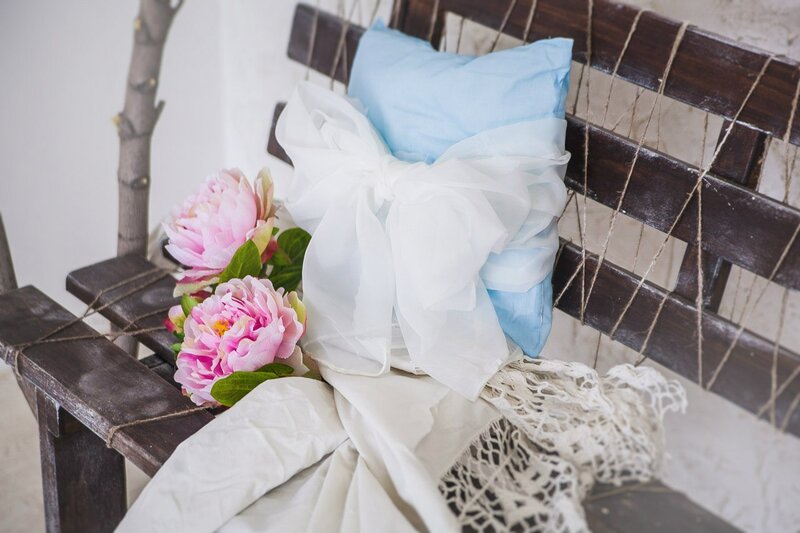 Wooden Bench with Flowers — Brown, Serene