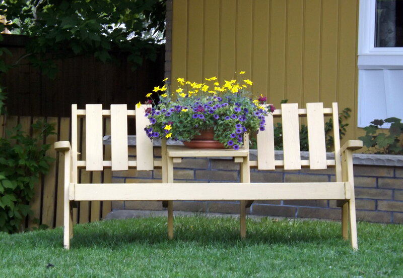 Wooden Bench with Flowers — Green, Calm
