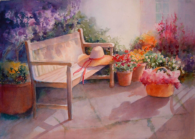 Wooden Bench with Hat