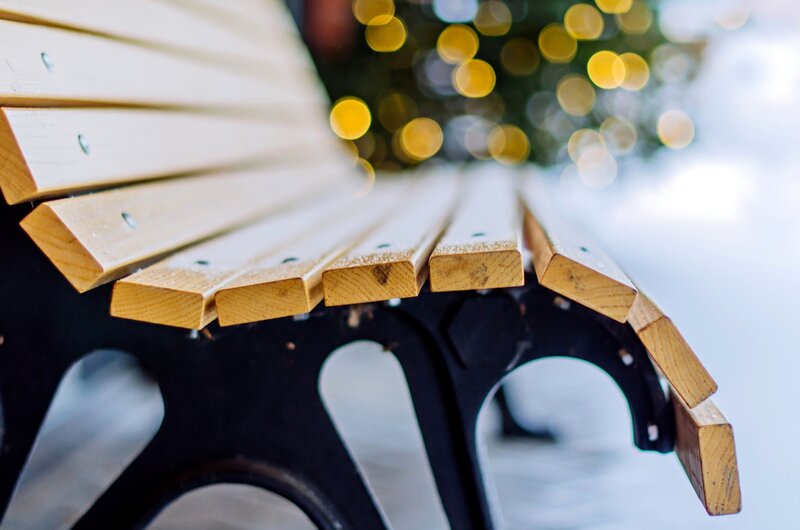 Wooden Bench with Lights
