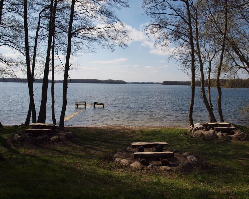 Wooden Benches by Lake