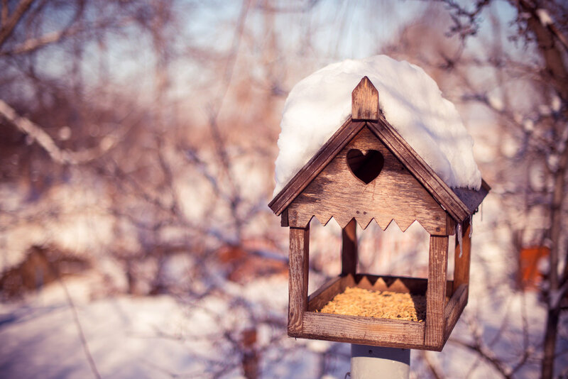 Wooden Bird Feeder — Brown
