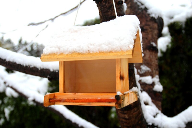 Wooden Bird Feeder — White