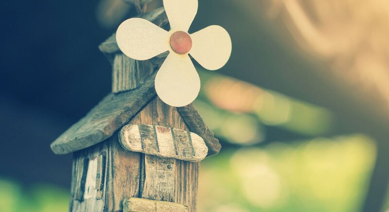 Wooden Birdhouse with Flower