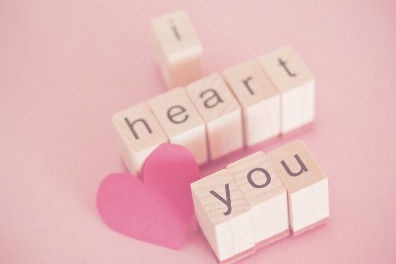 Wooden Blocks Spelling I Heart You