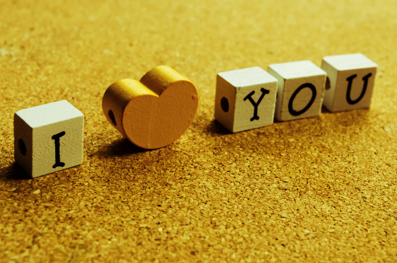 Wooden Blocks Spelling I Love You
