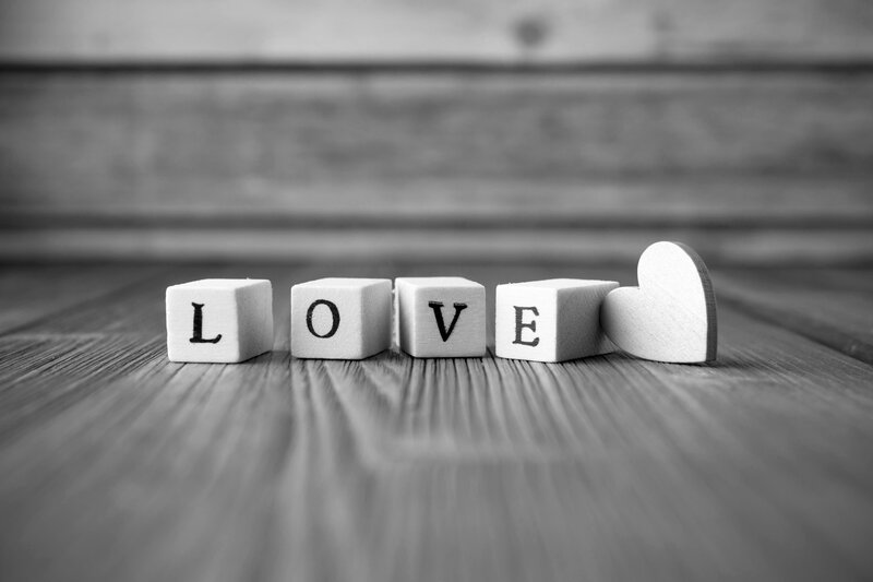 Wooden Blocks Spelling Love — Black