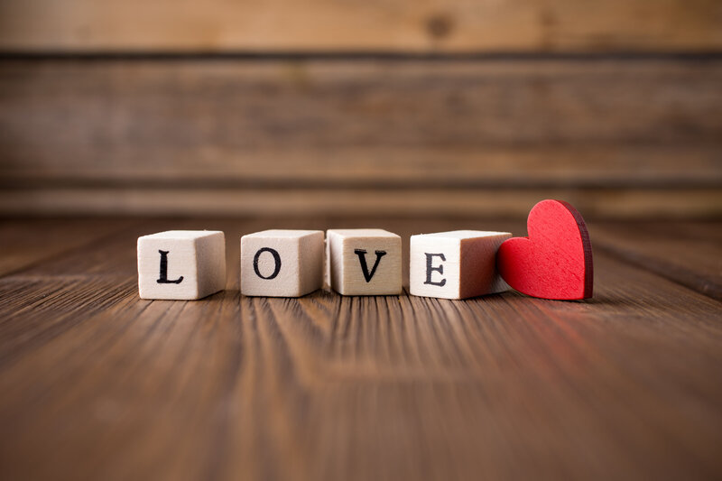 Wooden Blocks Spelling Love — Brown, Calm, Photograph
