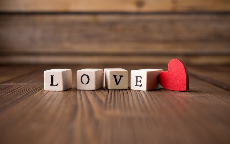 Wooden Blocks Spelling Love — Brown, Calm