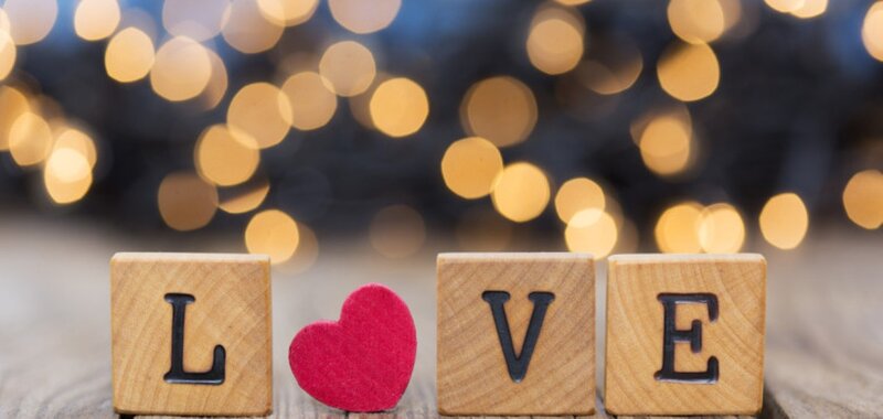Wooden Blocks Spelling Love — Brown, Romantic