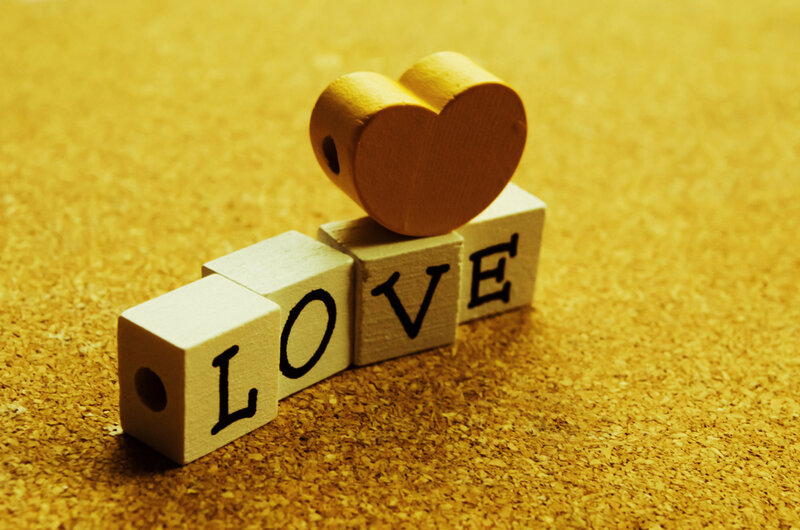 Wooden Blocks Spelling Love — Brown