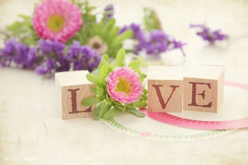 Wooden Blocks Spelling Love — Pink