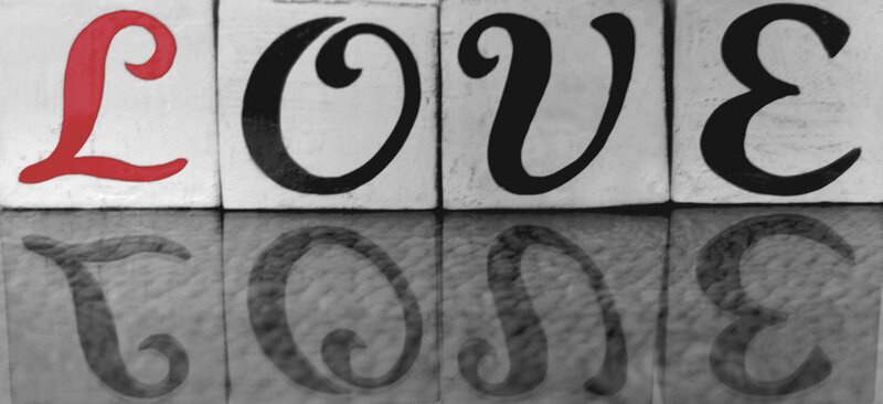 Wooden Blocks Spelling Love — White